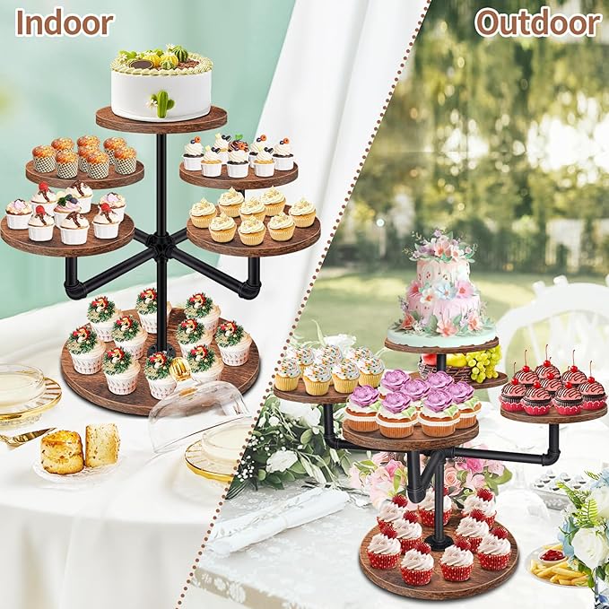 Cupcake Stand, 3 Tier Cupcake Tower Large Cupcake Stand for 50 Cupcakes Wood Cake Stand Tiered Tray Stand Dessert Table Display Set Tiered Cake Stand for Party, Wedding, Birthday