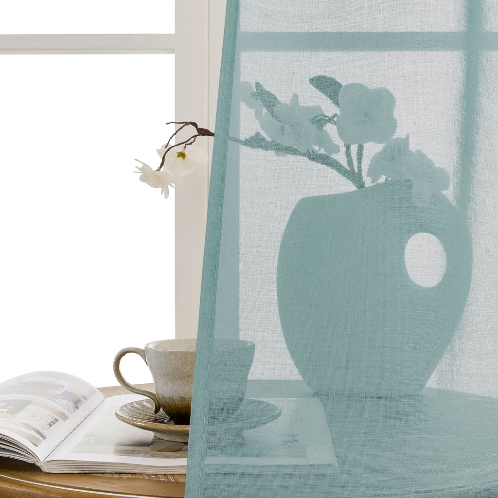 Sheer Door Curtains Closet Linen Textured Curtain Sheers Doorway Light Filtering Voile French Doors Rod Pocket Curtains Patio Glass Door