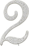 Sparkly Rhinestones Number 2 Cake Topper, Birthday Wedding Anniversary Silver Number 2