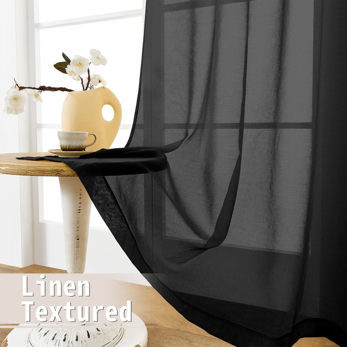 Sheer Door Curtains Closet Linen Textured Curtain Sheers Doorway Light Filtering Voile French Doors Rod Pocket Curtains Patio Glass Door