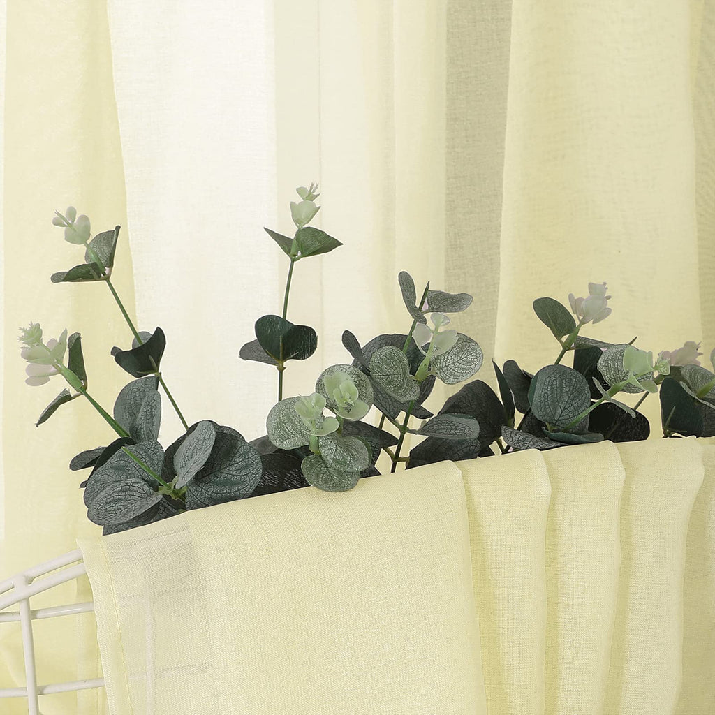Sheer Curtain Linen Textured Bedroom Curtains Sheer Light Filtering Rod Pocket Voile Curtain for Living Room (2 Count)