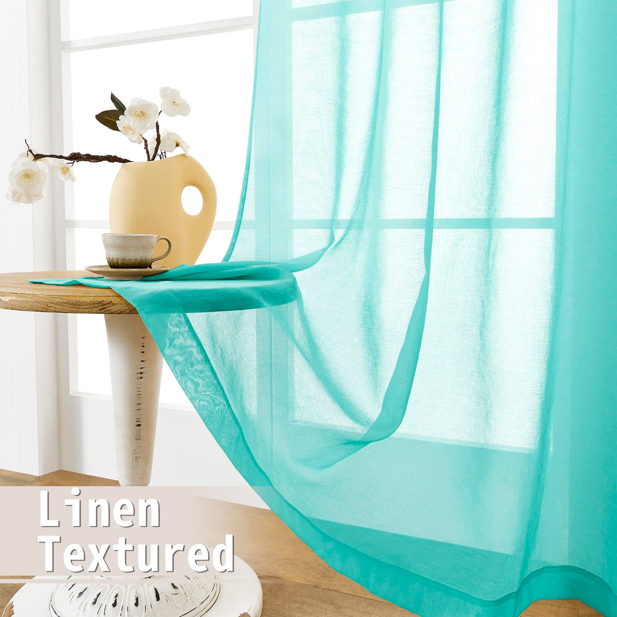 Small Sheer Door Curtain Closet Linen Textured Curtain Sheers Doorway Light Filtering Voile French Door Rod Pocket Curtains Patio Glass Doors