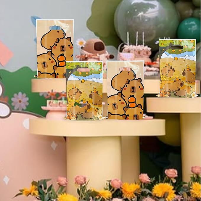 BACH AND BOOZY 50 Pcs Capy Party Favor Bags Capy Goodie Gift Treat Bags Capy Birthday Capy Boxes for Birthday Party Supplies