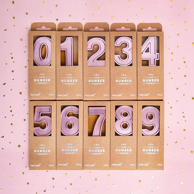 PHD CAKE 2.76 Inch Luxe Rose Gold 7 Number Birthday Candles, Rose Gold Number Candles, Cake Number Candles, Party Celebration