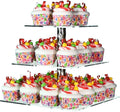 AMT Acrylic Cupcake Stand | Clear Acrylic Cupcake Stand for 28 Cupcakes | 3 Tiers Cupcake Stand | Perfect for a Wedding Shower, Birthday Party, Baby Shower. (1 pc/Box) (Square - 3 Tiers)