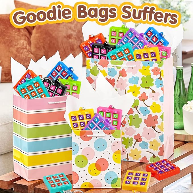 16PCS Tic Tac Toe Game Birthday Party Favors Goodie Bags Stuffers for Kids 3-5 4-8 8-12 Summer End of Year Student Gifts from Teacher Classroom Treasure Carnival Prize Box Return Gift Pinata Keychain