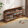 IUNVR Shoe Rack Bench Seat Rubberwood 3-Tier Wooden Storage Bench 550lbs Compact Mid-Century Modern Design for Entryway, Hallway, Closet, Front Door Entrance, Foyer