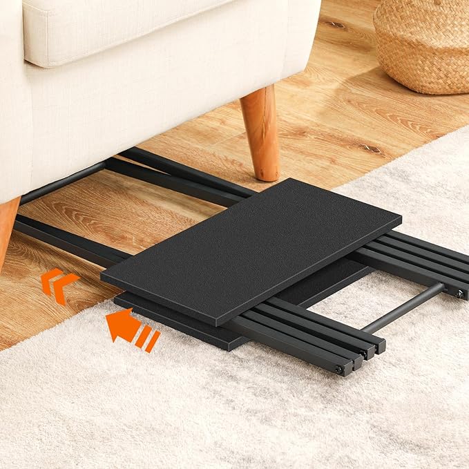 HOOBRO Folding TV Tray Table, Wooden TV Tray, Portable Sofa Side Table, Industrial Snack Table End Table for Small Spaces, Space-Saving, Easy to Install and Fold, Black BB27BZ01