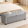 Storage Ottoman Bench, Bench for Bedroom End of Bed, Ottoman with Storage for Living Room and Entryway (Velvet Light Grey)