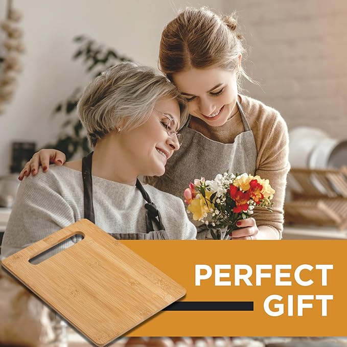 Bamboo Cutting Board, Wooden Kitchen Chopping Board for Food Prep, Chopping, Carving Meat, Fruits Vegetables, 12.5" x 9"