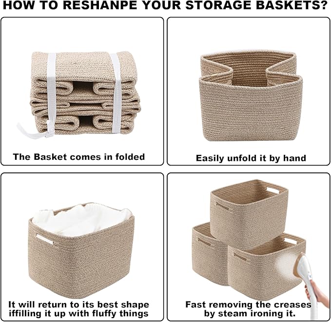 3 Pack Woven Rope Storage Baskets for Organizing,13.5"×11"×9.5"Storage Bins for Shelves,Perfect for Toys,Books,Towels,Clothes,Empty Gift Baskets for Nursery,Living Room&Bedroom(Mix Grey)