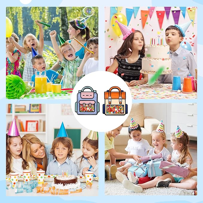 Lati 24PCS Birthday Party Favors Goodie Bags - Cartoon Style Durable Plastics Gift with Handles for Candy Treats,Events (Classroom Bags, Large)