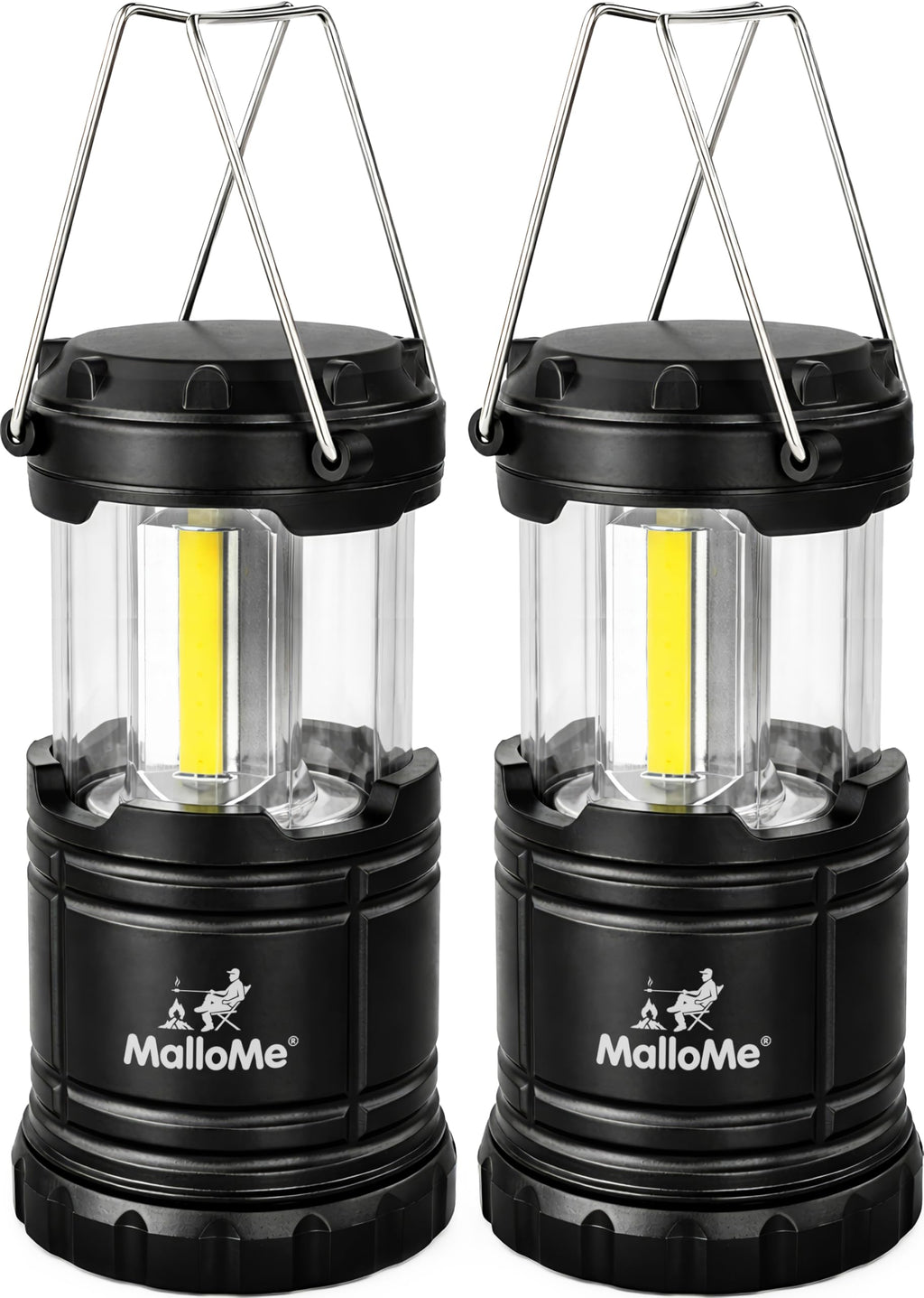 MalloMe Camping Lights Lantern Flashlights, Battery Powered Operated Lamp Lanterns for Power Outages, Camping Essentials Solar and Rechargeable Options for Outdoor, Home, Emergency, Hurricane Survival
