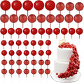 60Pcs Glitter Cake Balls Decorations Foam Cake Topper Balls Mini Balloon Cupcake Toppers for Cake Decorating Birthday Baby Shower Party (Glitter Red)