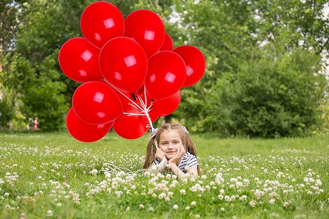 Treasures Gifted Matte Red Balloons - Dark, Ruby, Cherry, Crimson Latex 12 Inch - Globos Rojos - Bulk Pack of 72
