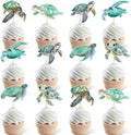 Turtle Birthday Decorations 24pcs Sea Turtle Theme Cake Toppers for Boys Ocean Animals 1st 2nd 3rd Birthday Decors Under the Sea Cake Decorations Underwater Baby Shower Gender Reveal Party Supplies