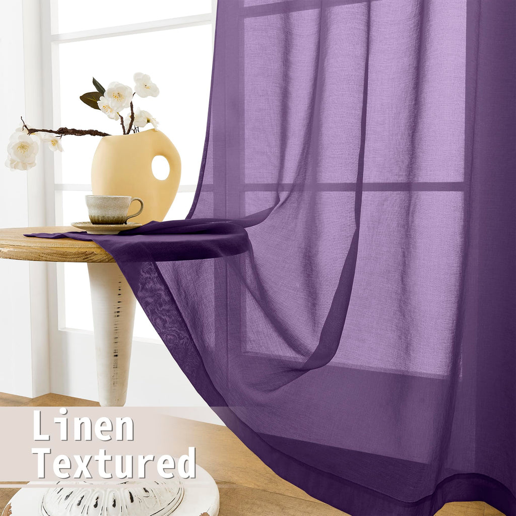 Small Sheer Door Curtain Closet Linen Textured Curtain Sheers Doorway Light Filtering Voile French Door Rod Pocket Curtains Patio Glass Doors
