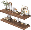 Dreamland 40" Floating Shelves for Wall, 12" Deep Thicker Walnut Floating Shelves, Wall-Mounted Shelves for Bedroom, Living Room, Kitchen, Bathroom - Set of 2