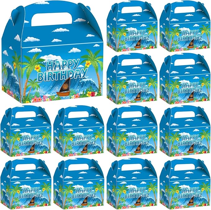 KMZFPYJ 20Pcs Cartoon Ocean Birthday Party Supplies, Party Favor Boxes for Kids Birthday, Treat Boxes Cookie Gable Boxes for Tropical Summer Party Baby Shower Decorations Supplies