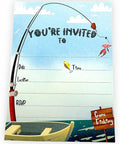 25 Gone Finishing Invitations With Envelopes, Fill In Style You're Invited Birthday Fishing Party For Adult & Kids. Boat & Fishing Rod Design With Sea & Gone Fishing Sign. Thick & Non Coated Cardstock