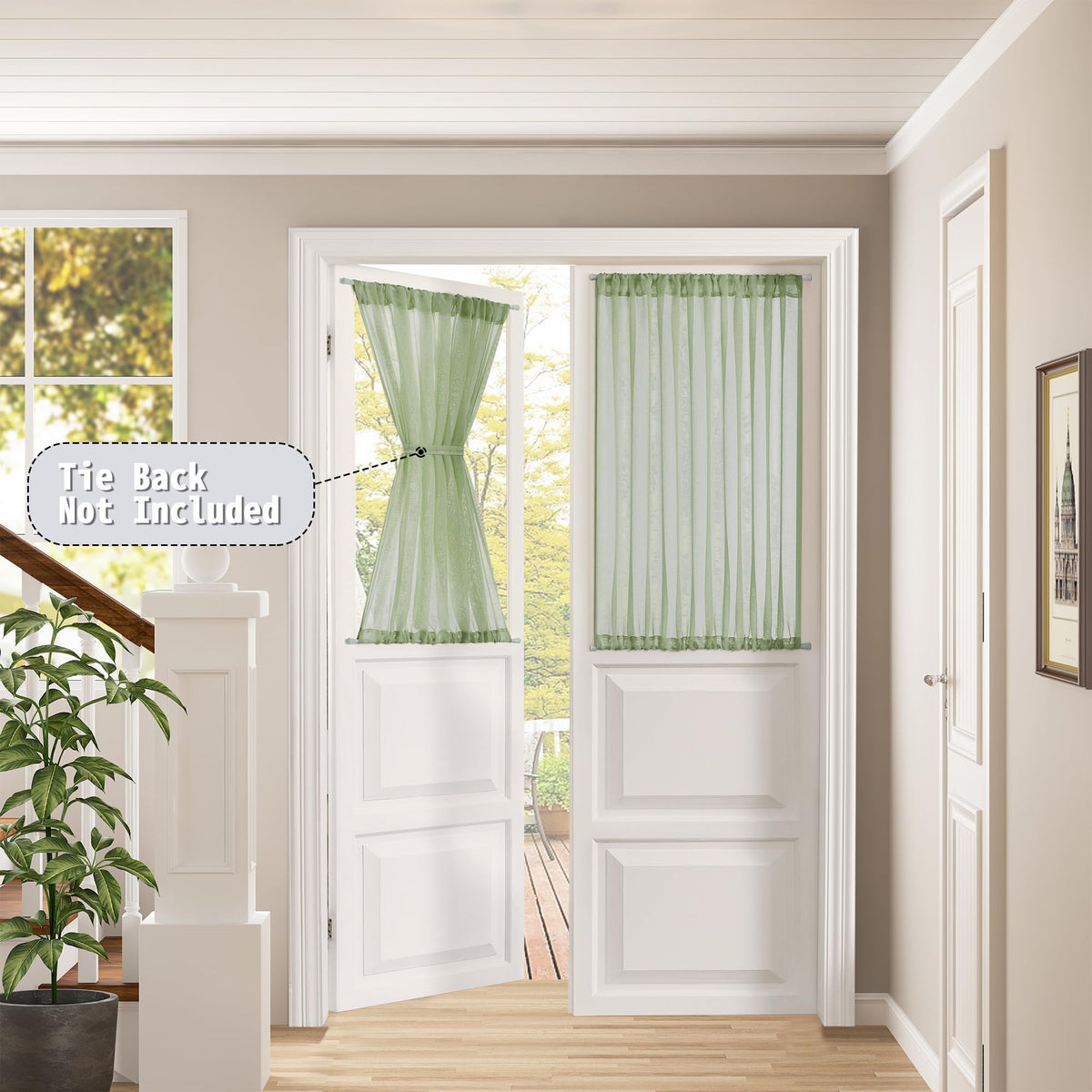 Small Sheer Door Curtain Closet Linen Textured Curtain Sheers Doorway Light Filtering Voile French Door Rod Pocket Curtains Patio Glass Doors