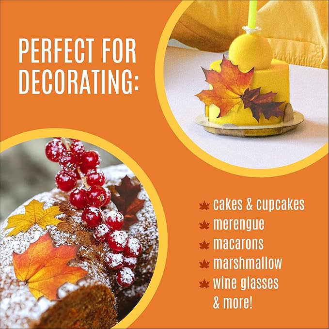 Edible Fall Leaves Assorted Set of 15 - Wafer Cake & Cupcake Toppers - edible fall leaves for cake decorating - fall cupcake toppers