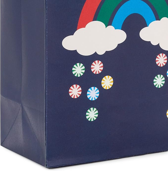 Hallmark 6" Small Christmas Gift Bags for Kids (8 Bags: Rainbow Candy, Donut Tree, Merry, Cute Pug Puppy) for Gift Cards, Holiday Party Favors, Teacher Presents