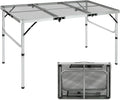 REDCAMP 48x24 Long Folding Grill Table for Outside, Lightweight Portable Metal Aluminum Outdoor Grill Table with Adjustable Height Legs, Great for Camping Picnic Cooking BBQ, Silver 4ft
