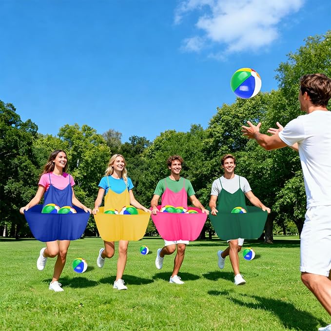 Granny Pants Outdoor Game, Granny Pants Yard Game for Adults with Bouncy Balls and 1 Air Pump (Random Colors), Granny Pants Game Granny Skirt Outdoor Game for Family Reunion Team Game Party