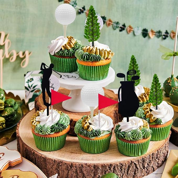 MEMOVAN 2026 New Golf Cake Decorations Golf Birthday Cake Toppers Mini Golf Cart Toy Golf Theme Cake Decorations with Cart Flag Golf Ball Green Tree for Golf Theme Party Supplies