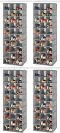 Whitmor 30 Sections Hanging Clothes Closet Organizer, Space Saving Breathable Fabric Shoe Storage for Bedroom, Laundry, Dorm, Crosshatch Gray (Pack of 4)