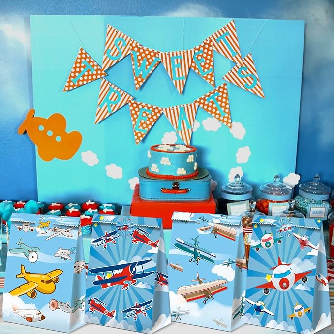 24Pcs Plane Party Bags Airplane Birthday Party Supplies Planes Party Decorations Airplane Gift Bag Airplane First Birthday Decorations