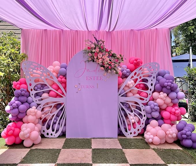 182Pcs Pink and Purple Balloon Garland Arch Kit - Butterfly Baby Shower Decorations Lavender Purple Dusty Pink Balloons for Women Birthday Bridal Shower Wedding Singer Party Decoration Supplies