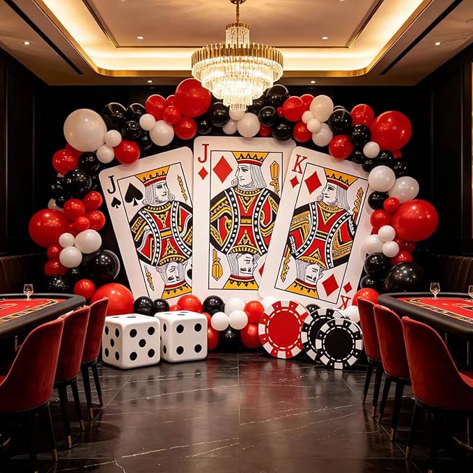 Red and Black Balloons 100Pack 12 inch Matte Black Red and White Latex Balloon Bulk for Birthday Party Graduation Racing Car Poker Card Decorations Supplies