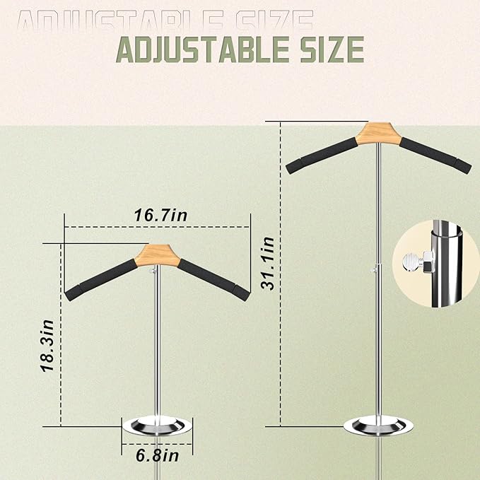 Adjustable T Shirt Display Adult for Vendors, 18-31.1 Inch Flexible Shirt Rack Shoulder Stand, Portable Hanging Black Metal Clothes Display, Hanger Rack for Clothing Dress Garment Coat Retail