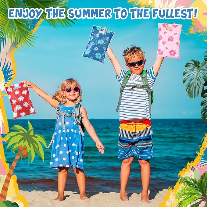 Eccliy 30 Pcs Hawaiian Party Favor Bags Cartoon Luau Goodie Bags Candy Gift with Handle for Animation Theme Part Decoration