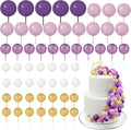 60Pcs Glitter Cake Balls Decorations Foam Cake Topper Balls Mini Balloon Cupcake Toppers for Cake Decorating Birthday Baby Shower Party (Glitter Purple Series)