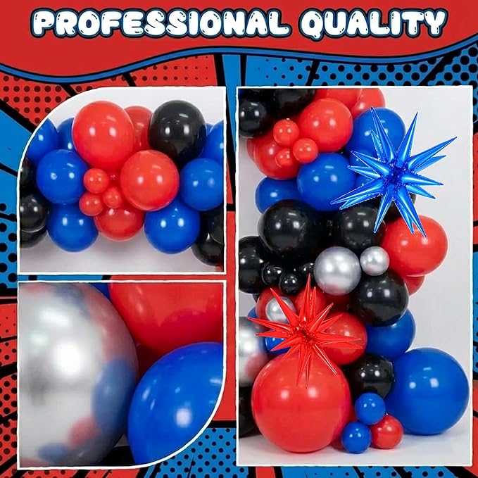 100pcs Hawaii Balloons Garland Arch Kit with Balloons for Birthday Decorations,Party Supplies for boys Girls (Spider)