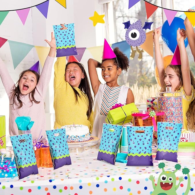 Eccliy 30 Pcs Monster Party Bags Cartoon Monster Candy Gift Bags for Birthday Party Favors Decorations Goodie Supplies