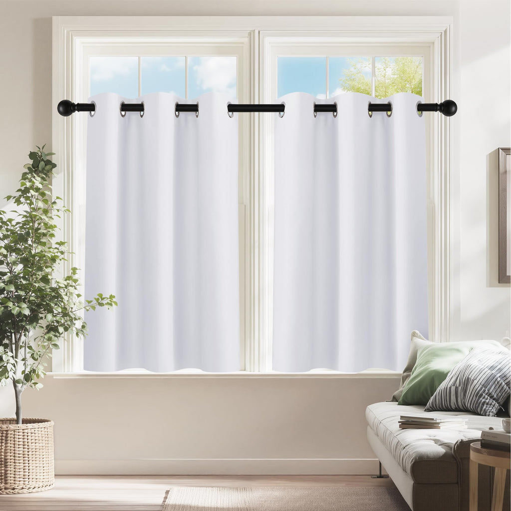 Pure White Room Darkening Small Curtains (2 Count)