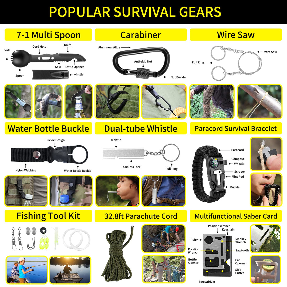 Gifts for Men Christmas Survival Kit and First Aid kit, 160 Pcs Emergency Supplies Camping Accessories with Upgraded Molle Bag, and Women Outdoor Adventure Camping Hiking Hunting (Green)