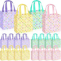 Sweetude 16 Pcs Pastel Spring Gift Bag with Handles Polka Dots Non Woven Reusable Goodie Bags for Mother's Day Women Wedding Birthday Baby Shower Party Favors