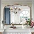 40" x 32" Antique Gold Arched Mirror for Wall, Vintage Brass Bathroom Mirror with Metal Frame, Bronze Ornate Gold Vanity Mirror for Entryway, Mantel, Powder Room