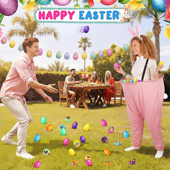 Vinsot Granny Pants Toss Game for Easter, Funny Yard Game for Adults, Outdoor Party Activity with Colorful Eggs