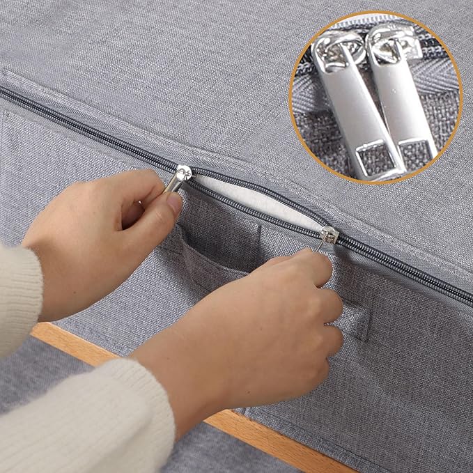 Under Bed Storage Containers, 23.6 x 11.8 x 5.9 Inch Collapsible Clothes Organizers With Handles, Storage Bins With Lids, Grey, 2 Pack