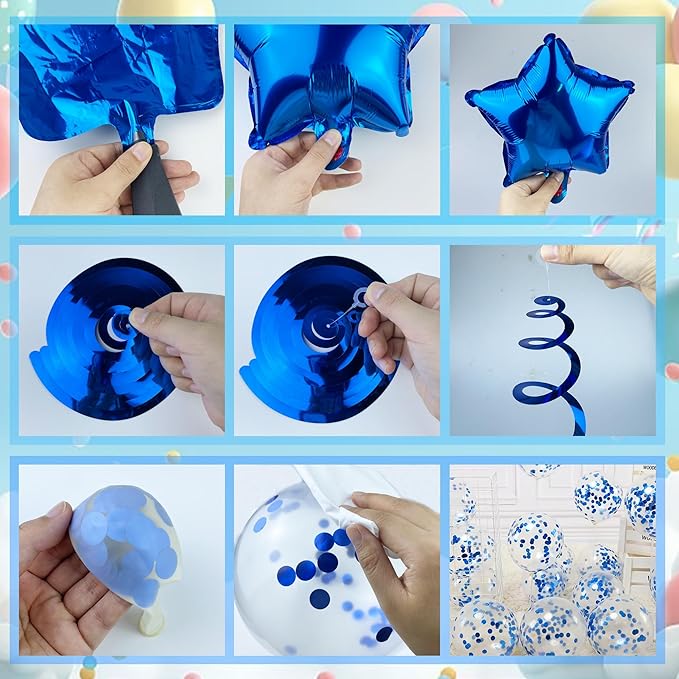 56 PCS Happy Birthday Balloons Happy Birthday Banner Silver and Black Balloons for Boys Men Girls Women 16th 18th 20th 21st 25th 30th 40th 50th 60th Birthday Party Decorations (Blue)