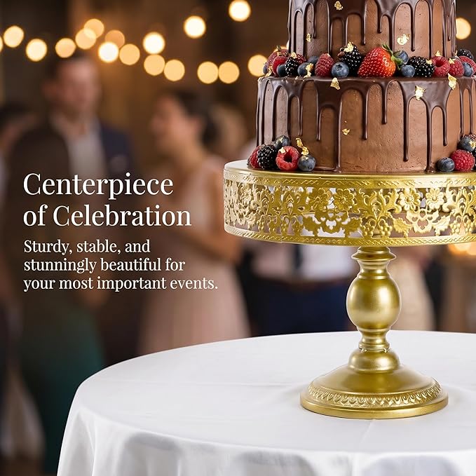 Jucoan 10 Pieces Gold Metal Cake Stand Set, Cupcake Holder Pastry Candy Fruits Serving Plate, Gold Dessert Table Stands and Trays Set for Wedding Birthday Baby Shower Bridal Shower Tea Party