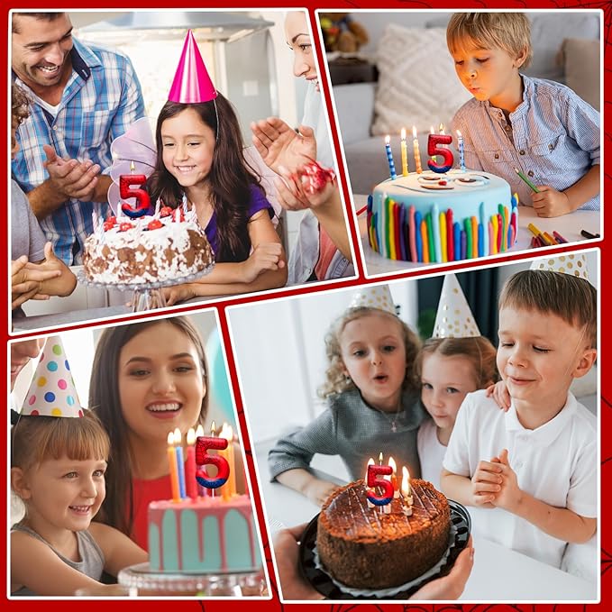Spider Themed Birthday Candles Number 5 Red Blue Spider Web Themed Cake Topper Candle Party Decoration Birthday Party Celebrations Supplies Favors(Number 5)