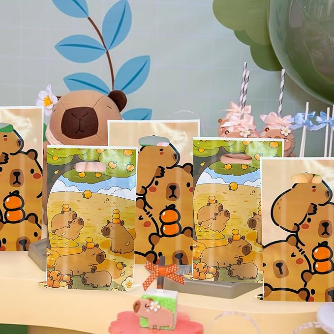 BACH AND BOOZY 50 Pcs Capy Party Favor Bags Capy Goodie Gift Treat Bags Capy Birthday Capy Boxes for Birthday Party Supplies