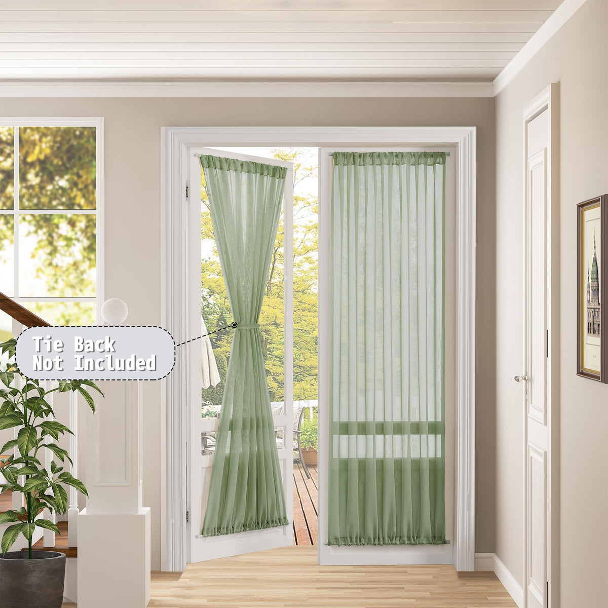 Sheer Door Curtains Closet Linen Textured Curtain Sheers Doorway Light Filtering Voile Patio Glass Door Rod Pocket Curtains French Doors